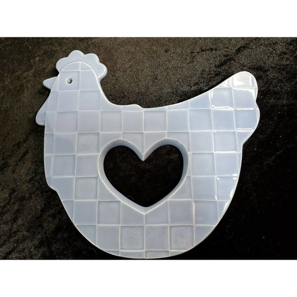 TREASURE CRAFT ROOSTER 🐓 TRIVET HOT PLATE COUNTRY FARMHOUSE RUSTIC CORNING BLUE - Picture 2 of 12